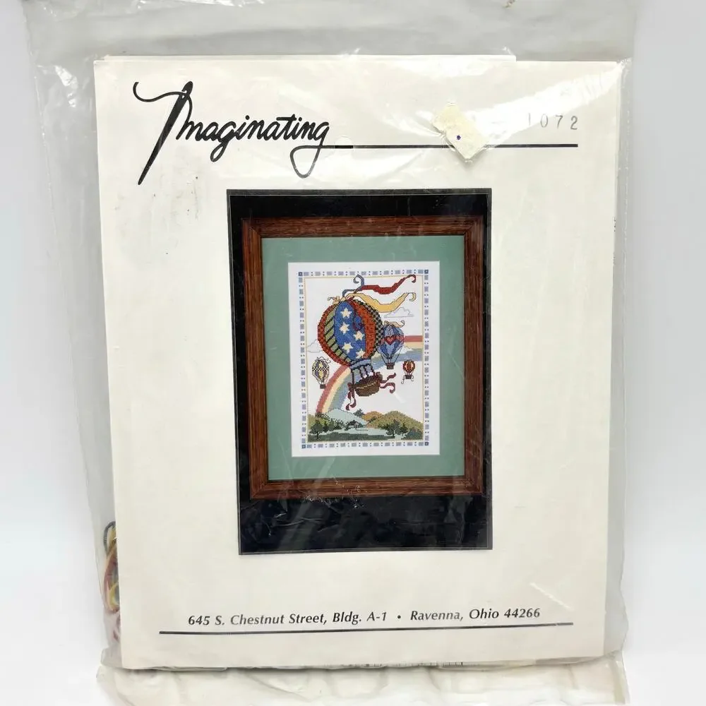 Hot Air Balloons Rainbow Counted Cross Stitch Kit Imaginations Vintage 90s 1996